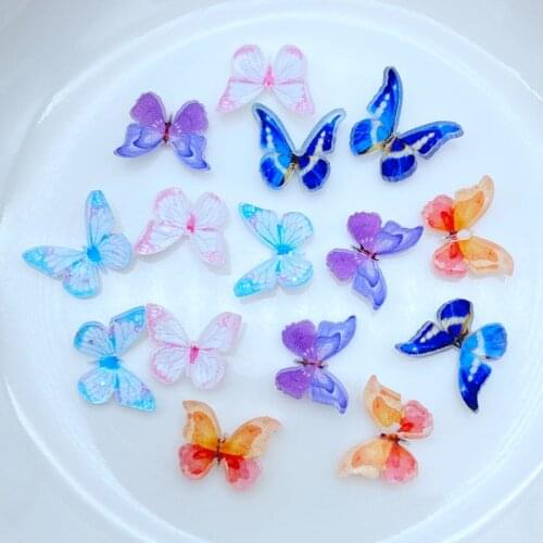 20Pcs Kawaii Cute Color Mini 3D Butterfly Resin Cabochons Scrapbooking DIY Jewelry Craft Decoration Accessorie K58