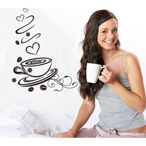 Sticker coffee cup vinyl wall decal poster gourmet cafe mural tile wall art wallpaper home decoration house decoration DD0496