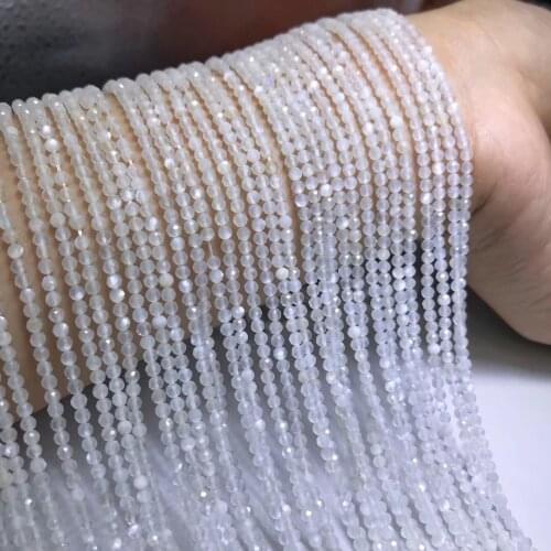 Natural Semi-precious White Moonlight Loose Beads Lithosphere Beadwork for Jewelry Making DIY Necklace Bracelet Accessories 3mm