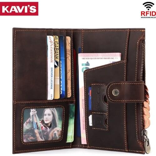 KAVIS Crazy Horse Leather Men Passport Cover Vintage Wallet World Universal Travel Passport Holder Cover Genuine Leather Case