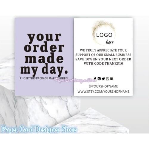 Personalized ADD YOUR LOGO - Printable Small Business Insert card / Simple Shop Packaging Card Template / Insert Card Template