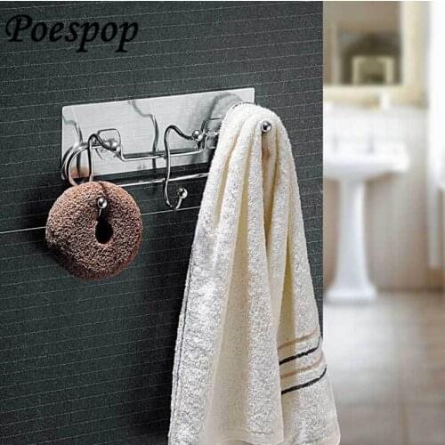 POSEPOP Stainless Steel Wall Towel Rack Suction Cup Hook Holder Bathroom Towel Coat Cloth Hat Bag Hanger Hook corner rack