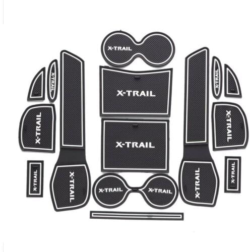 For 2014 2015 2016 Nissan X-Trail T32 Gate Slot Pad Non-slip Cup Mats Anti Slip Door Groove Mat Sticker X Trail Car Accessories