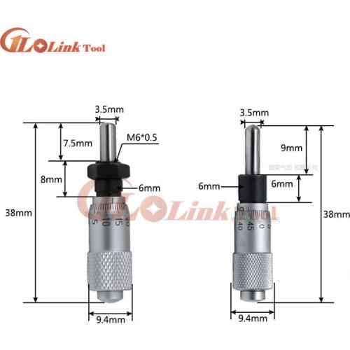 Silver 0-6.5mm Range Flat Type Adjustment Knob Micrometer Head Measurement Measure Tool 4 design Gauge Tool