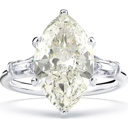 Luxury 100% 925 Sterling Silver Created 8*14mm Engagement Rings For Women Pass Diamond Test High-end Party Jewelry Fine Jewelry