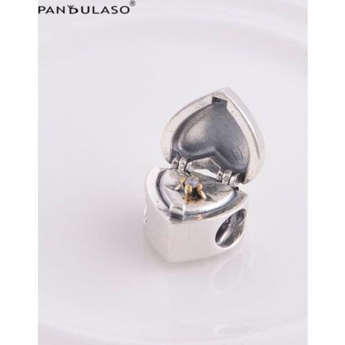 DIY Beads Heart proposal ring Charm Fits Original Silver Bracelets For Woman Sterling Silver Jewelry Beads For Jewelry Making