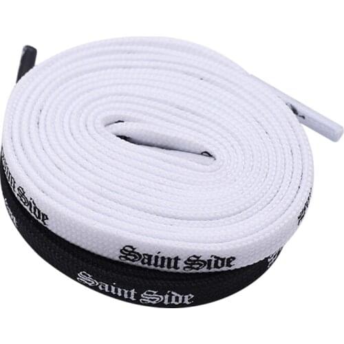 Coolstring 7MM Wide Shoe Accessories White Black Letter Flat Type Waist Laces Men Women Sneaker Ropes Boots Canvas Casual Cords