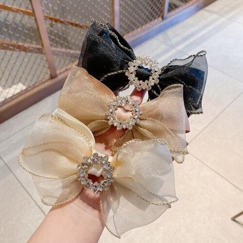 Korean Style Fairy Net Yarn Bow Hairpin Inlaid Rhinestone Hair Clip Girl Simple Headdress for Women Fashion Hair Accessories
