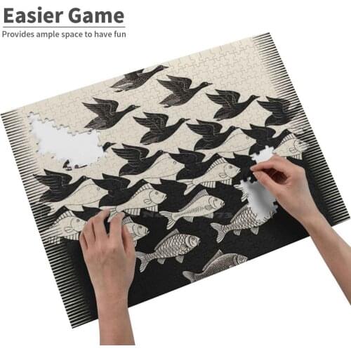 Sky And Water I - Ts Cornelis Escher Jigsaw Puzzle Educational Puzzle Games Toys Escher Tessellation Birds Fish Graphic Art