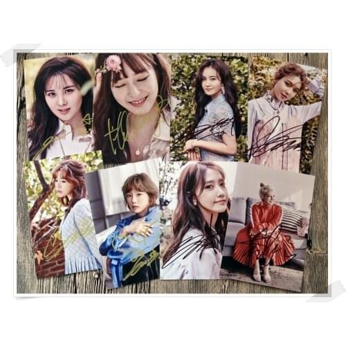 SNSD autographed signed original photo 8 photos set 6 inches collection new korean freeshipping 02.2017