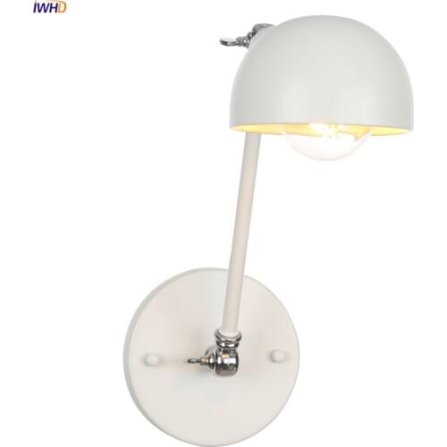 IWHD Adjustable White Long Arm Wall Lamp Bedroom Bathroom Mirror Light Loft Style Retro Wall Lights For Home Lighting Luminaire