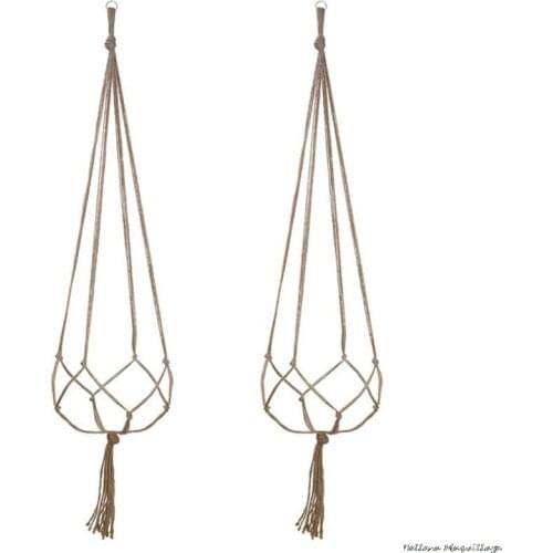 Handmade Macrame Plant Hanger Flower Pot Hanger Hemp Rope Hanging Basket For Wall Decoration Courtyard Home Decor Garden Tools