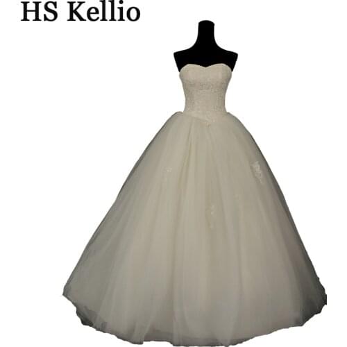 Sweetheart Neckline Swollen Waist Princess Wedding Ball Gown With Tail HS Kellio