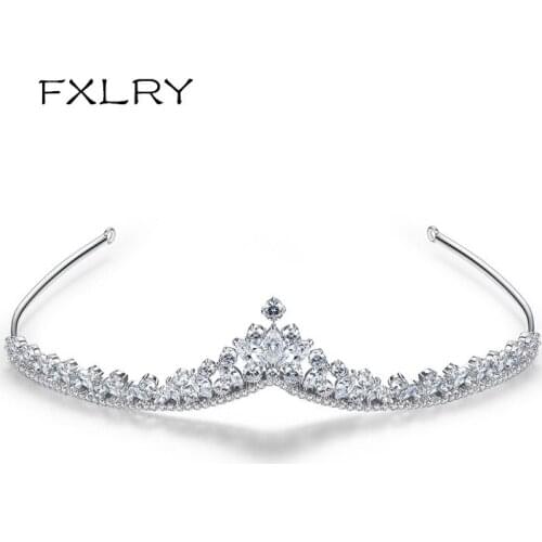 FXLRY Top Quality AAA Cubic Zirconia Decorated Wedding Bride Bridesmaid Hairband Tiara For Women Jewellery