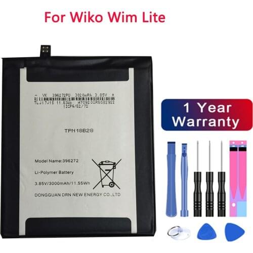 High Quality 3000mAh 396272 For Wiko Wim Lite For BQ BQS 5504 Strike Selfie Max WIKO View Prime/Upulse Lite/WIKO U Pulse Battery
