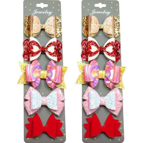 10PCS/LOT Lovely RED Sequin Girls Clip Bows Child Hair Tie Knot Creativity Handmade Hairpins Fashion Hair Accessories For Kids