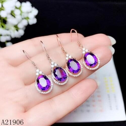 KJJEAXCMY boutique jewelry 925 sterling silver inlaid amethyst gemstone female earrings