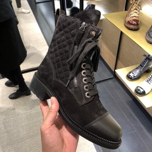 Luxury Design Winter Boots Women Black Suede Leather Ankle Boots Warm Shoes Woman 2020 Cross-tied Botas Mujer Brand Knight Boots