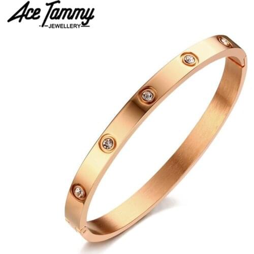 6mm Width Crystal Style Women Bangle Fashion Gold Bracelet