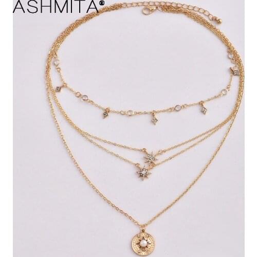 Ashmita 2019 2 Style Fashion Europe And America New Women Full Star Light Multi-layer Necklace Gift For Gilr Mom Necklaces