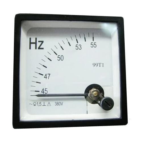 1pcs 99T1/SQ48-HZ 45-55HZ 380V 400V Pointer Frequency Measuring Board Meter Pointer Meter AC Hertz Meter 48*48