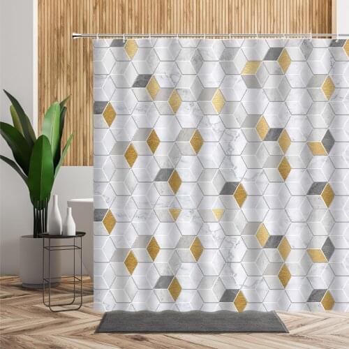 3DColorful Geometric Figure Shower Curtain Bathroom Home Decoration Waterproof Bathtub Screen Polyester Bath Curtains With Hooks