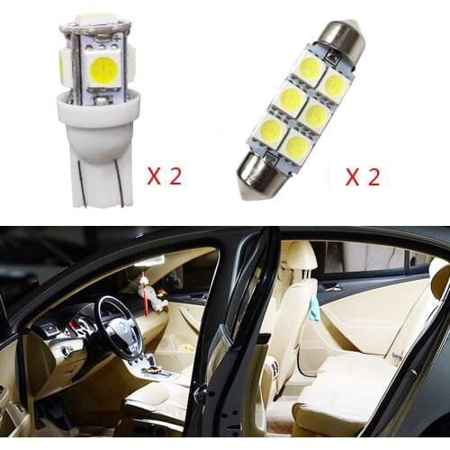 4Pcs Ice Blue White LED Lamp Car Bulbs Interior Package Kit For Hyundai Elantra Sonata NF Map Dome Trunk Plate Light
