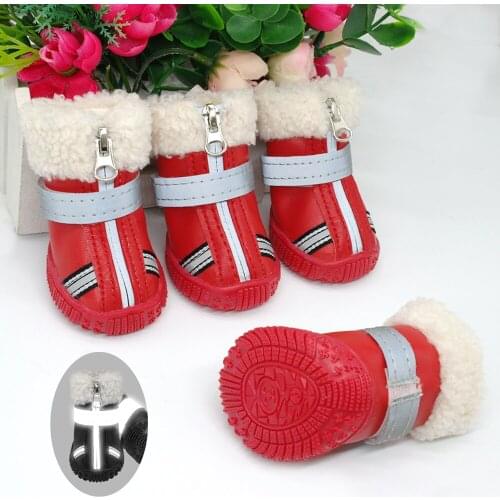4pcs Waterproof Dog Shoes Warm Dog Snow Boots Reflective Pet Rain Shoes Boots Warm Socks Non Slip For Medium Large Dogs