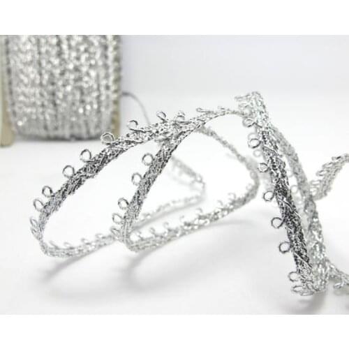 5 Yards 1/4 Inch Silver Picot Edge Trim|Loop Ribbon|Embellishment|Decorative Trim|Braid Trim|Scrapbooking Supplies|One Side Loop
