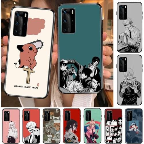 Anime Chainsaw Man case Clear Phone Case For Huawei Honor 20 10 9 8A 7 5T X Pro Lite 5G Black Etui Coque Hoesjes Comic Fash