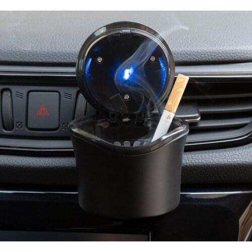Car Ashtray LED Light Cigarette Ash Tray Cup Portable Smokeless Auto Ashtray Flame Retardant box