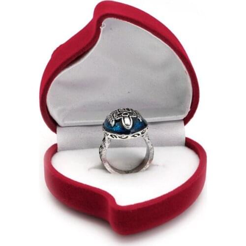 K3ND Jewelry Ring Box Velvet Heart Shaped Red Rose Pattern Love Ring Storage Display