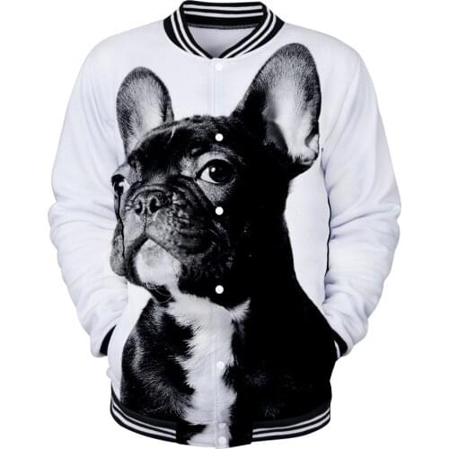 French Buldog 3D Print Baseball Jacket Men Bomber Jacket Outerwear Streetwear Casual Tracksuit Hip Hop Hoodies Sweatshirts