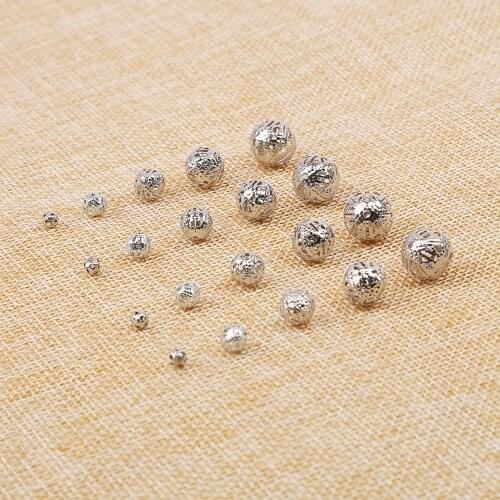 50-200pcs/Lot 4/6/8/10/12mm Iron Hollow Ball Flower Beads Metal Charms Gold Silver Plated Spacer Beads For Jewelry Making