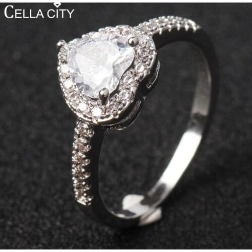 Cellacity Classic Silver 925 women Ring Fine silver Jewelry With AAAA Heart shape Zircon Party Wedding gift size 6- 10