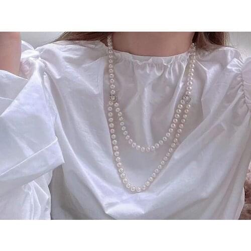 New more wear style 100cm long 8mm white shell pearl necklace sweater chain fashion jewelry