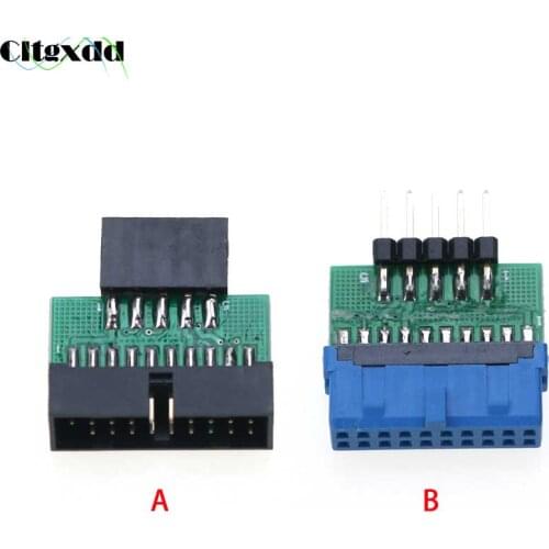Cltgxdd 10pcs USB3.0 19 Pin 20 Pin USB2.0 9 Pin Male to Female Adapter USB 3.0 19/20Pin to USB 2.0 9Pin Converter Chassis Front