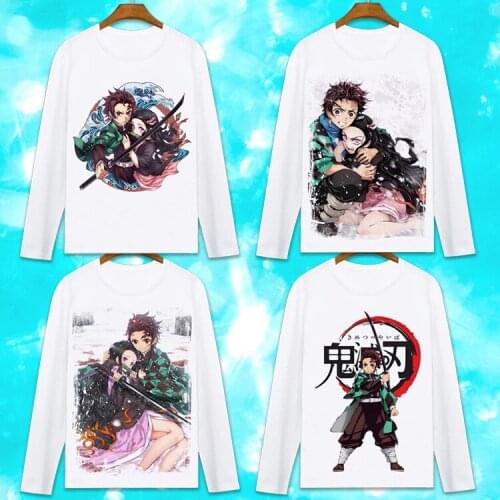 Demon Slayer Cosplay T Shirt Kimetsu no Yaiba Kamado Tanjirou Kamado Nezuko Spring Autumn Long Sleeve Anime T-shirt Top Tee