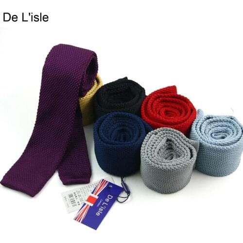 Designer Fashion Premium 5.5cm Flat Head Knitted Necktie Woven Narrow Skinny Slim Stripe Casual Knit Tie