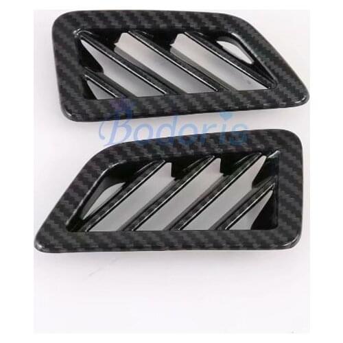 For KIA SELTOS 2019 2020 Carbon Fiber Look Front Air Conditioner Vent Surround Cover AC Outlet Trims Auto Car accessories