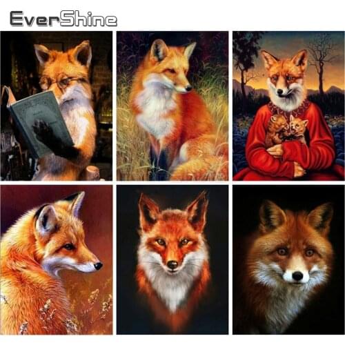 EverShine Diamond Painting Fox Cross Stitch Diamond Embroidery Sale Animals Rhinestones Art Hobby Gift Decoration For Home
