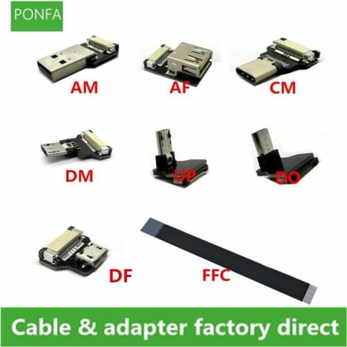FFC Micro Type-C USB FPV Slim Thin Flat Soft flexible FPC charge AV output OTG Cable for FPV Brushless Handheld Gimbal monitor