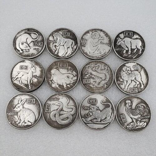 Chinese Folk Crafts Zodiac Silver Dollar Commemorative Collectible Coin Gift Lucky Challenge Coin
