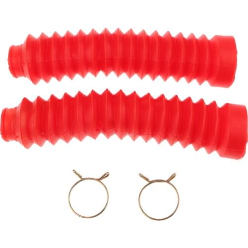 Motorcycle Front Fork Shock Absorber Dust Cover Protector Gaiters Boots Kit 210mmx42mmx25mm Red