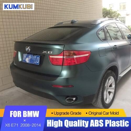 KUMIKUBI Fit For BMW X6 E71 Spoiler 2008-2014 Car Exterior ABS Plastic Unpainted Primer Color Rear Trunk Wing Spoiler Decoration