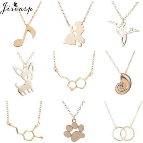 Fashion Dopamine Molecule Necklace Chemical Formula Jewelry for Women Cute Paw Birds Music Conch Pendants Necklaces Punk Gifts