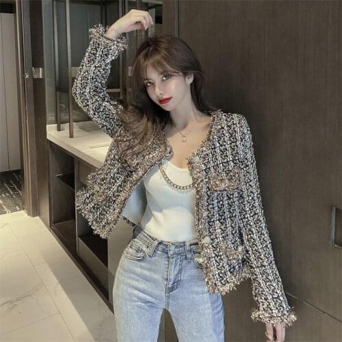 Fashion Womens Woolen Coat Blended Rough Flowers Wool Jacket New 2020 Autumn Women Casual Short Coats Outwear Female Tops K1134