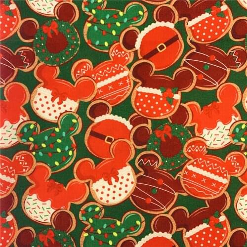 Cartoon Mouse Christmas lights Cookies Polyester Cotton Fabric Patchwork Sewing Material DIY Home Patchwork Clothing Mask