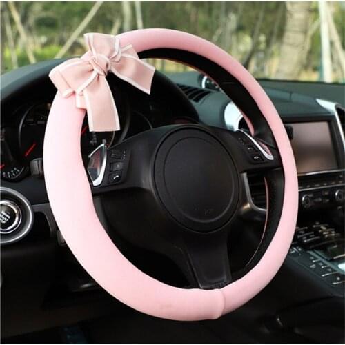 Summer Flower Ice Silk Breathable Anti-Slip 15 inches Steering Wheel Cover pillow for girls women