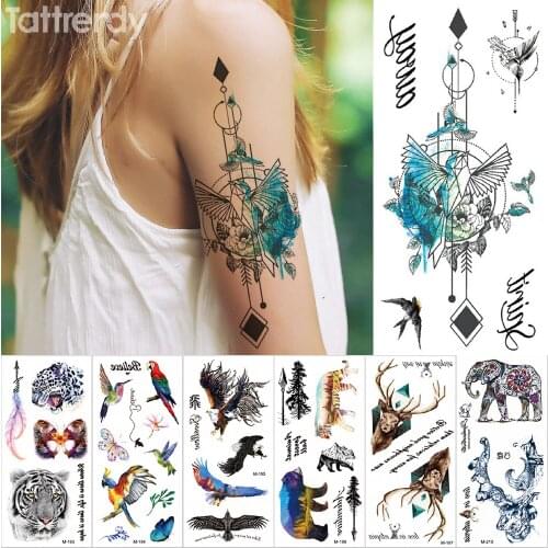 New Temporary tattoo sticker Fantasy Color Freedom bird Phoenix Hot Large animal Waterproof flower arm tattoo for women men kids